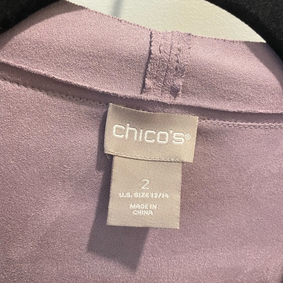 CHICO’S faux suede purple long open jacket / duster size large - Picture 7 of 9